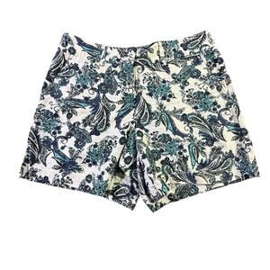 LOFT Paisley Print Shorts Casual Summer Beach‎ Blue White Size 6